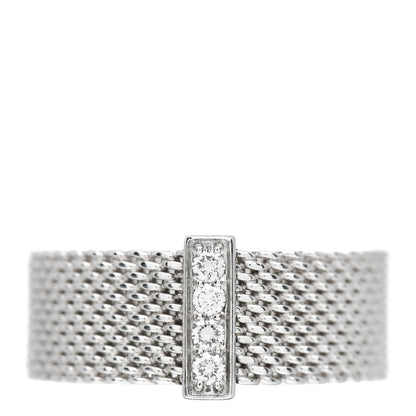 Tiffany Sterling Silver Diamond Somerset Mesh Ring 49 5 1 of 5