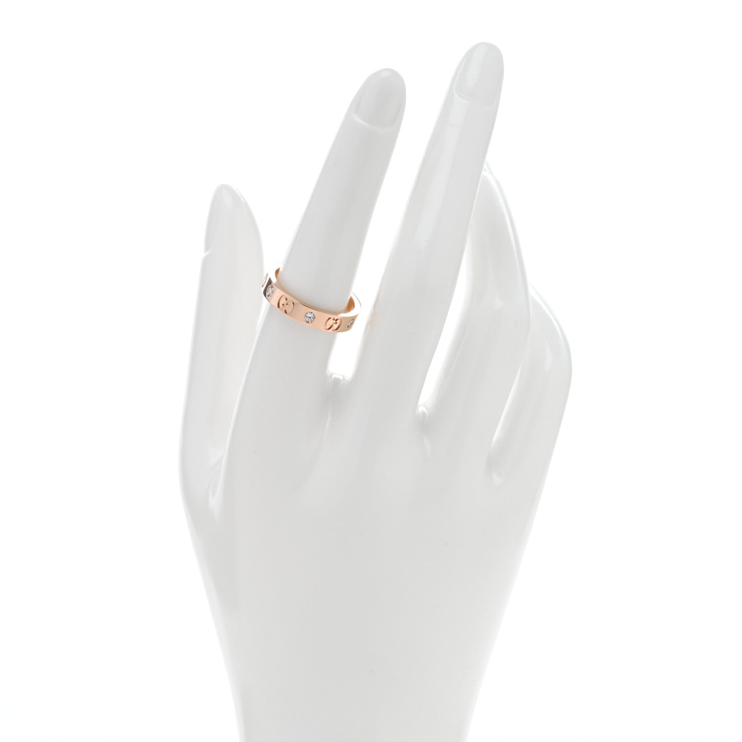 Gucci 18K Rose Gold Diamond Icon Band Ring 56 7.5 2 of 4
