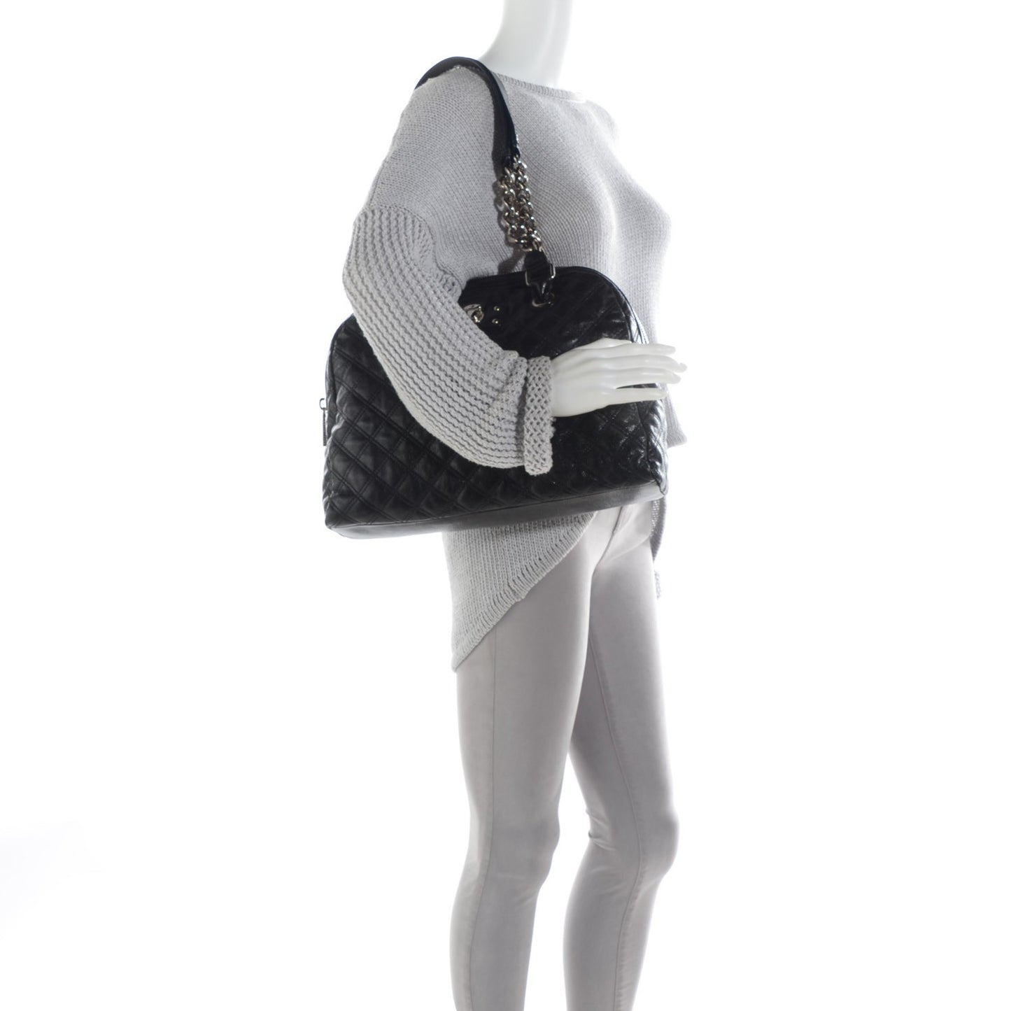 Lacquered Lambskin Quilted Karly Black