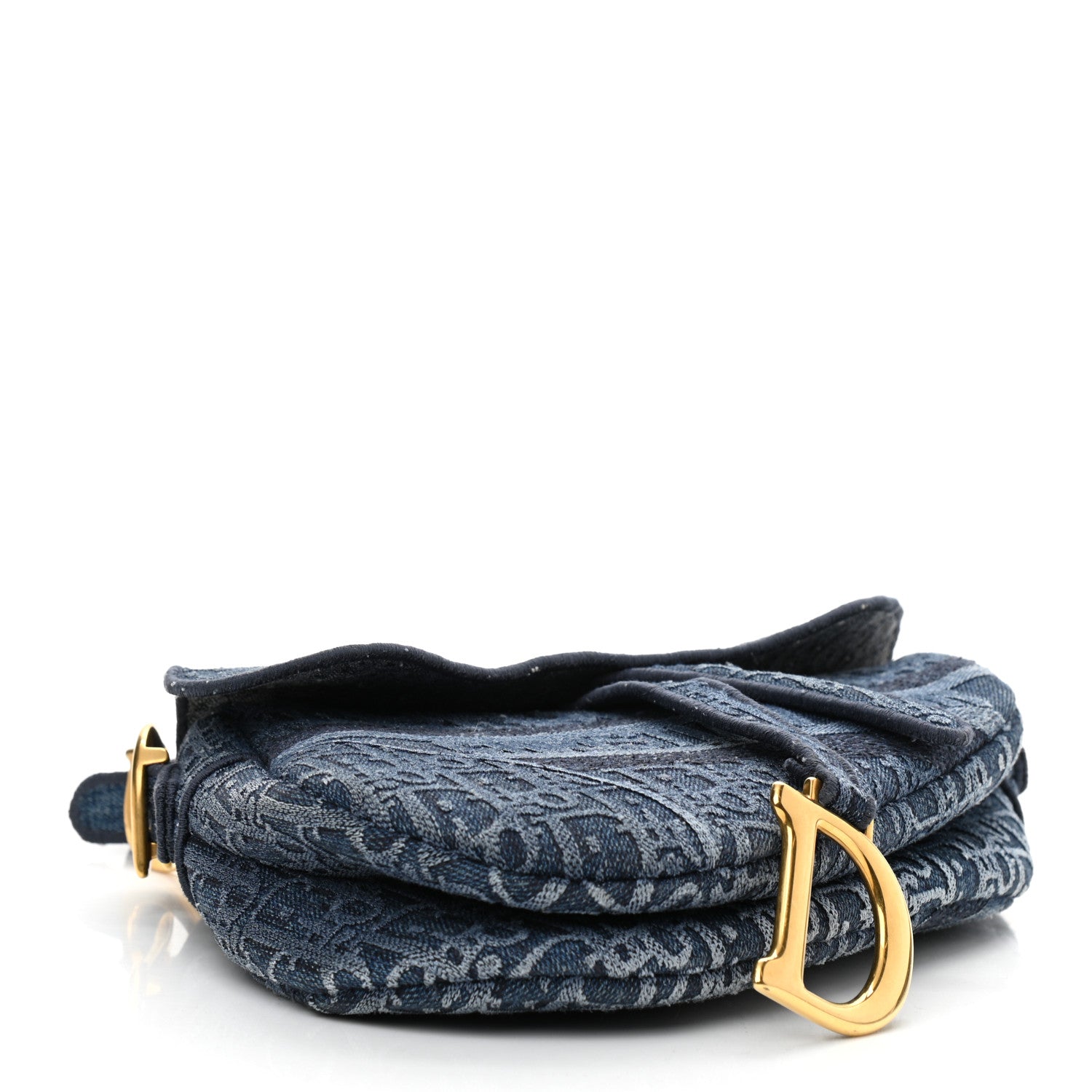 Christian Dior Oblique Embroidered Saddle Bag Denim Blue 4 of 10
