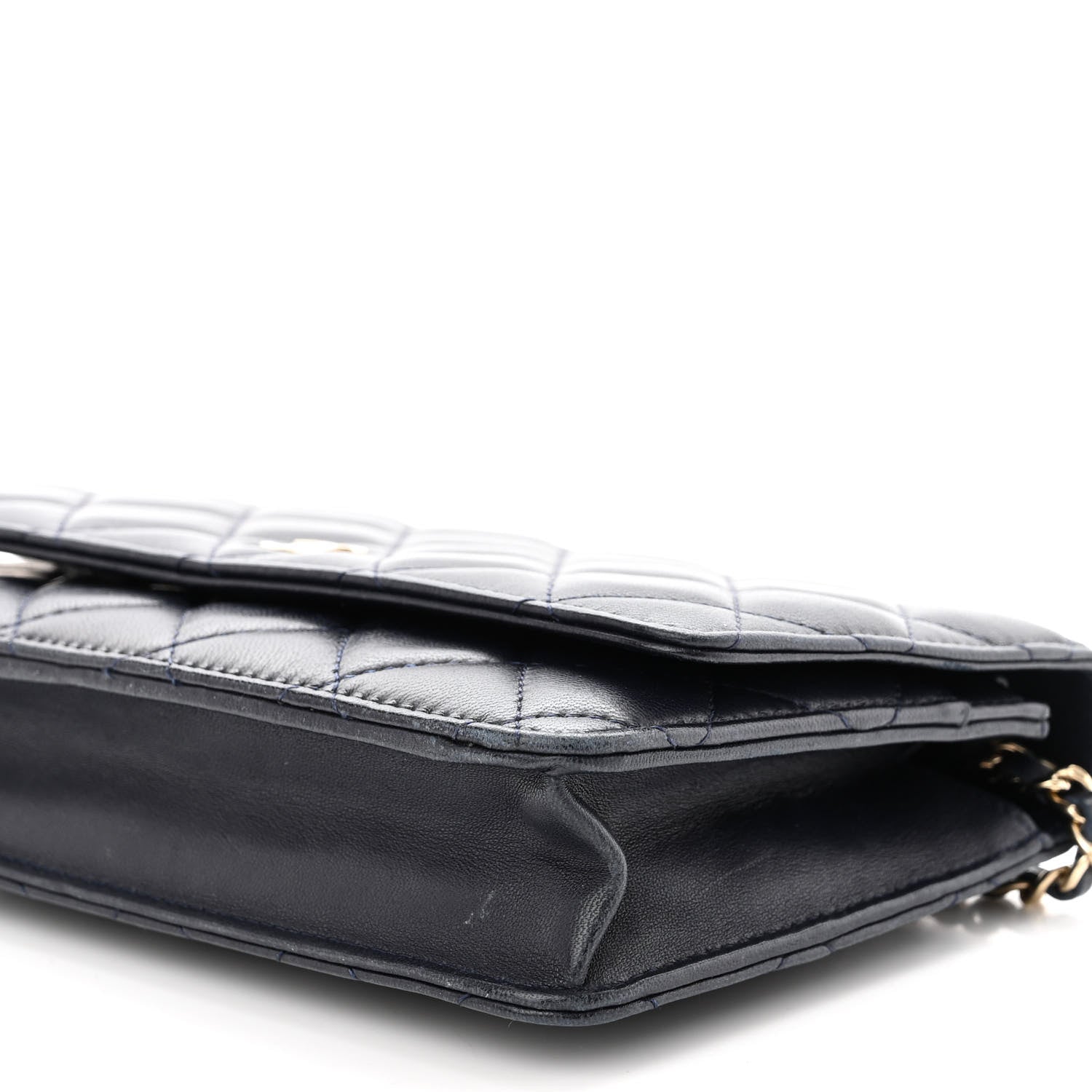 Chanel Lambskin Quilted Wallet On Chain WOC Navy Blue 10 of 11