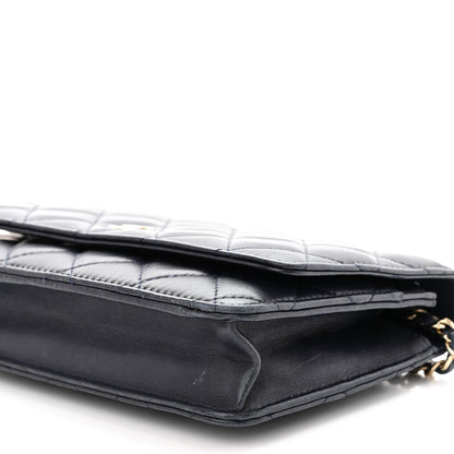 Chanel Lambskin Quilted Wallet On Chain WOC Navy Blue 10 of 11