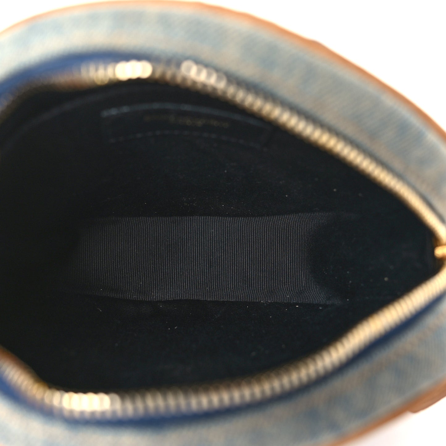 Denim Quilted Monogram Round Crossbody Bag Rodeo Blue