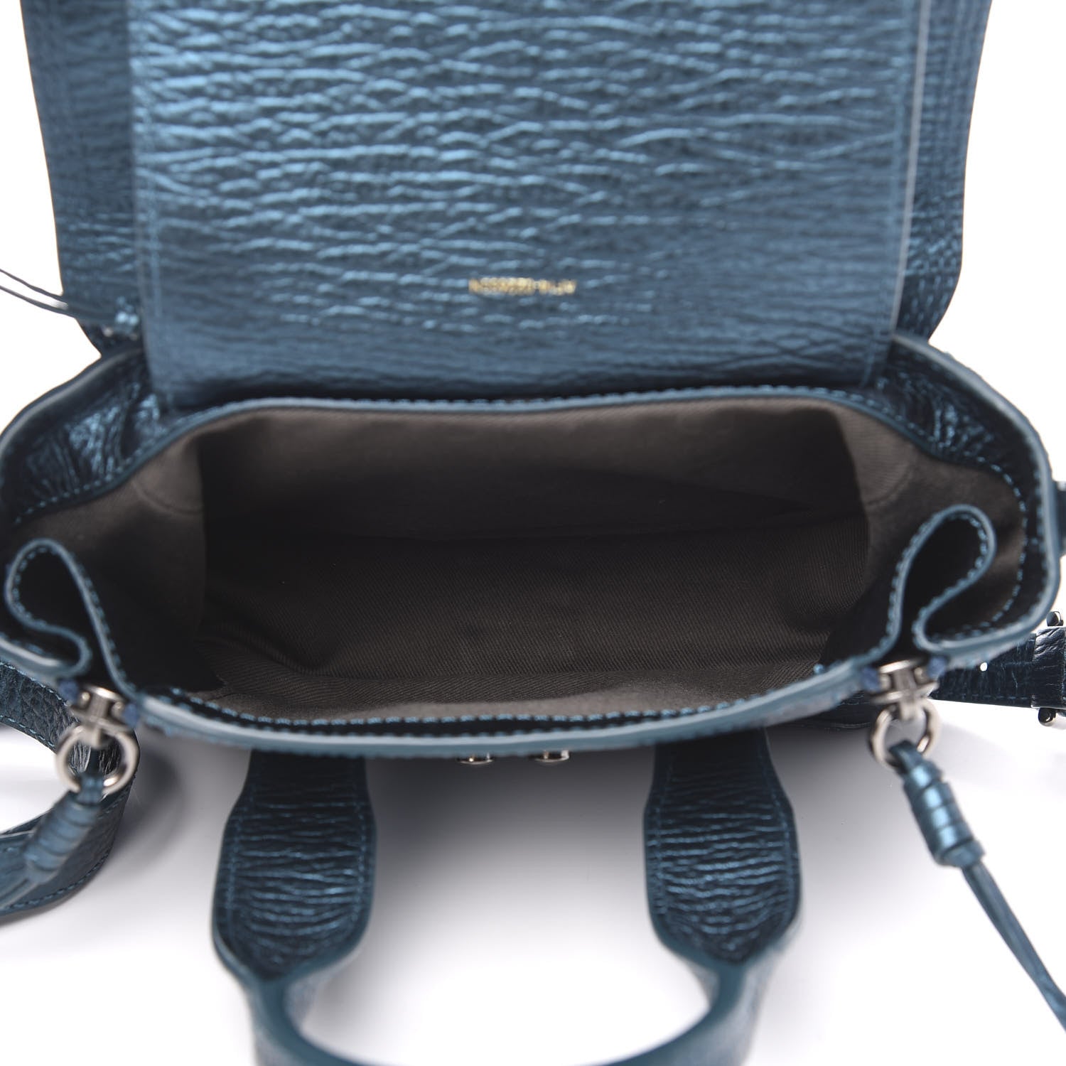 3.1 Phillip Lim 3.1 Metallic Textured Calfskin Mini Pashli Satchel Turquoise 5 of 10