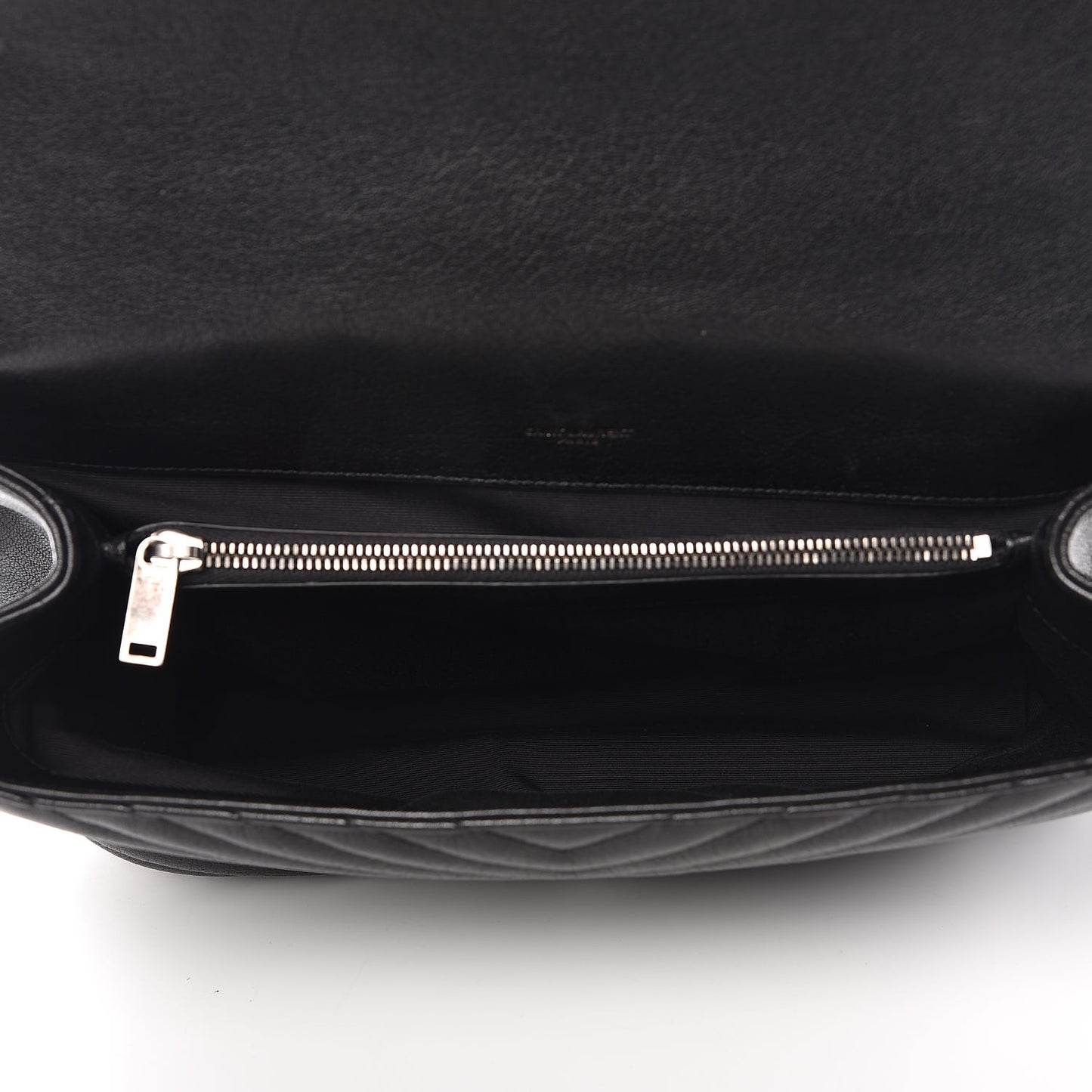 Sheepskin Matelasse Chevron Monogram Large College Satchel Black