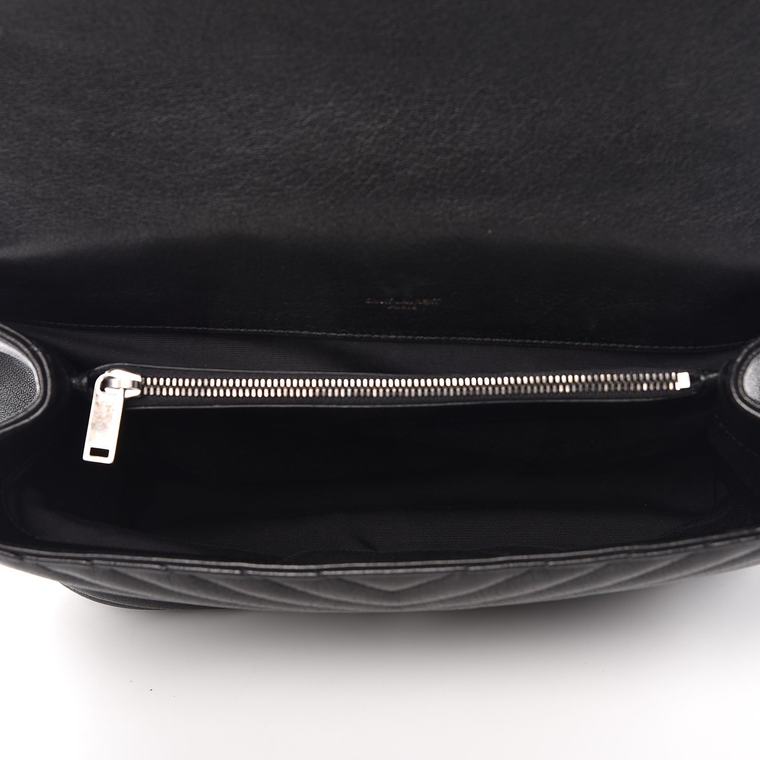 Saint Laurent Sheepskin Matelasse Chevron Monogram Large College Satchel Black 5 of 9