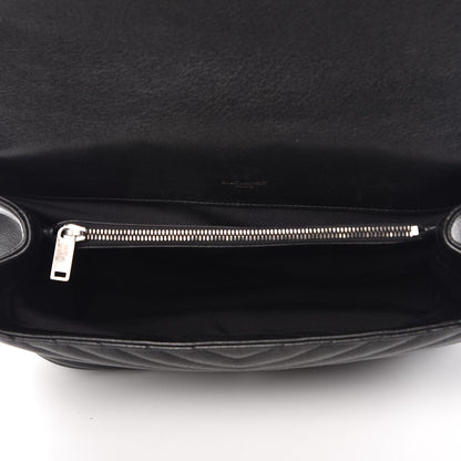 Saint Laurent Sheepskin Matelasse Chevron Monogram Large College Satchel Black 5 of 9