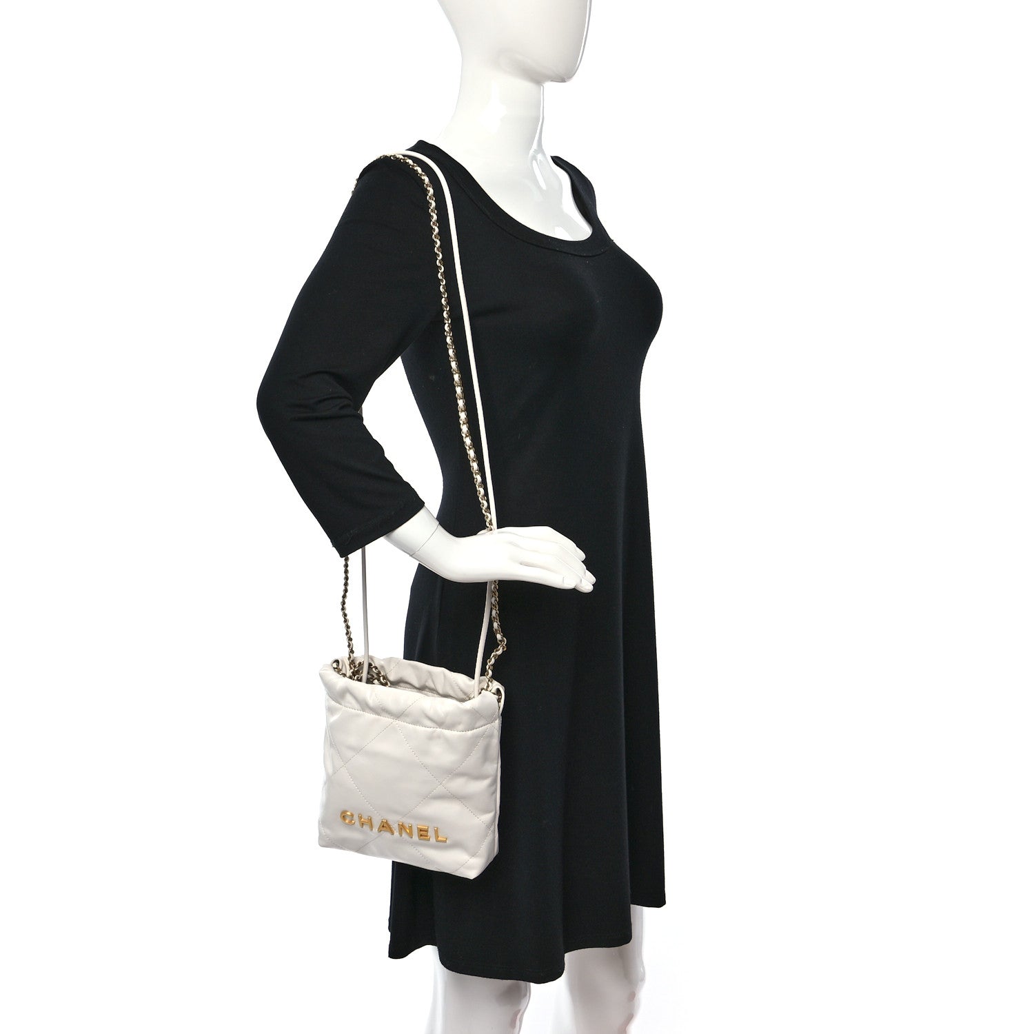 Chanel Shiny Calfskin Quilted Mini Chanel 22 White 2 of 9
