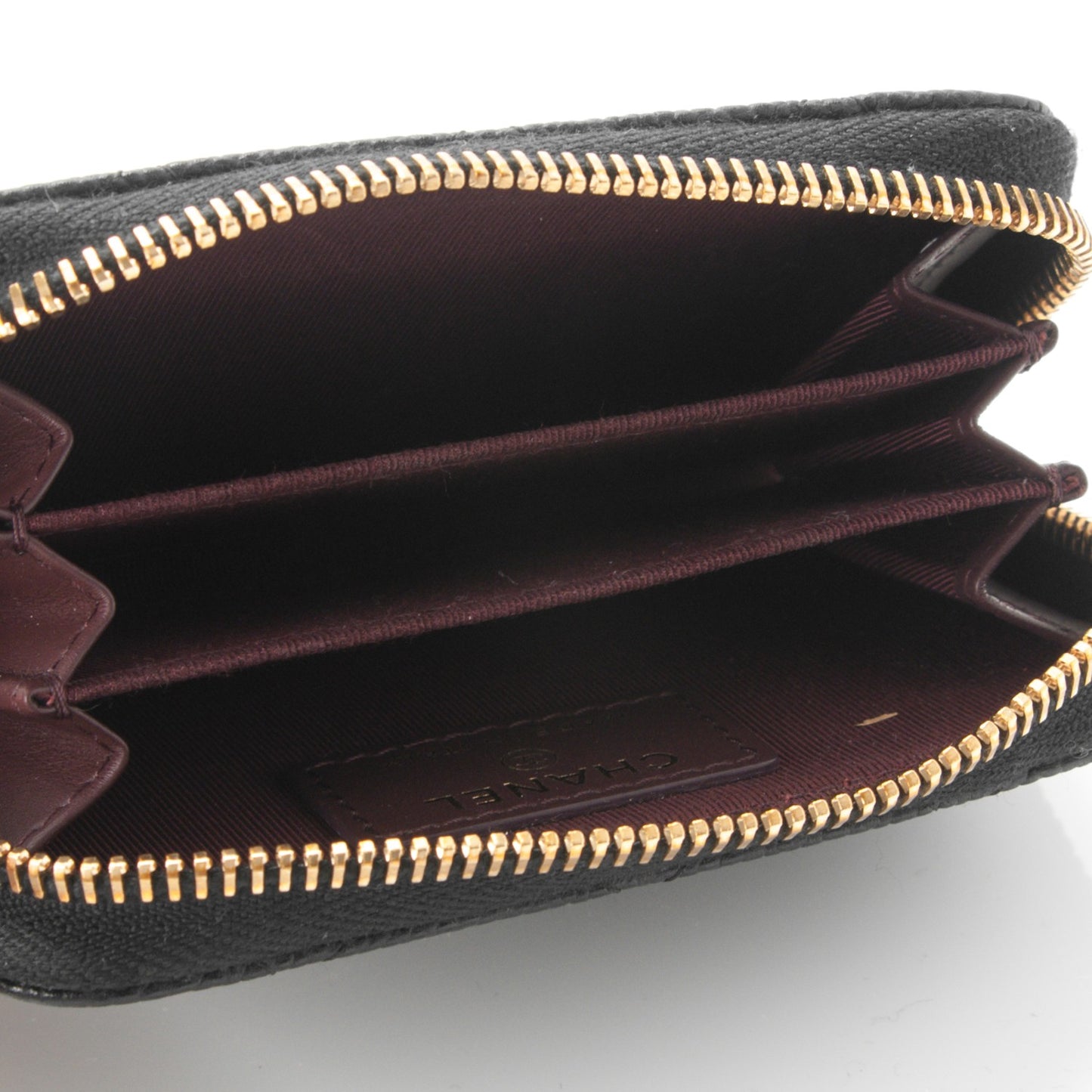 Caviar Quilted Zip Coin Purse Black