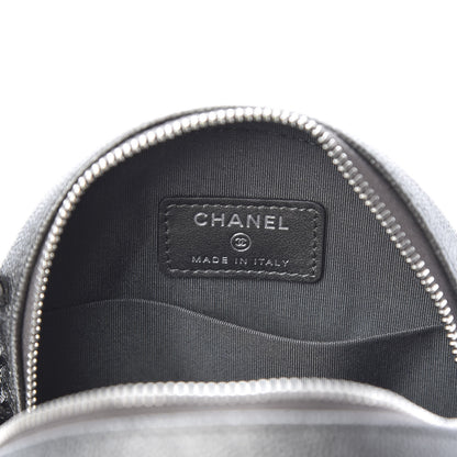 Chanel Metallic Caviar Quilted Round Filigree Crossbody Dark Silver 6 of 11