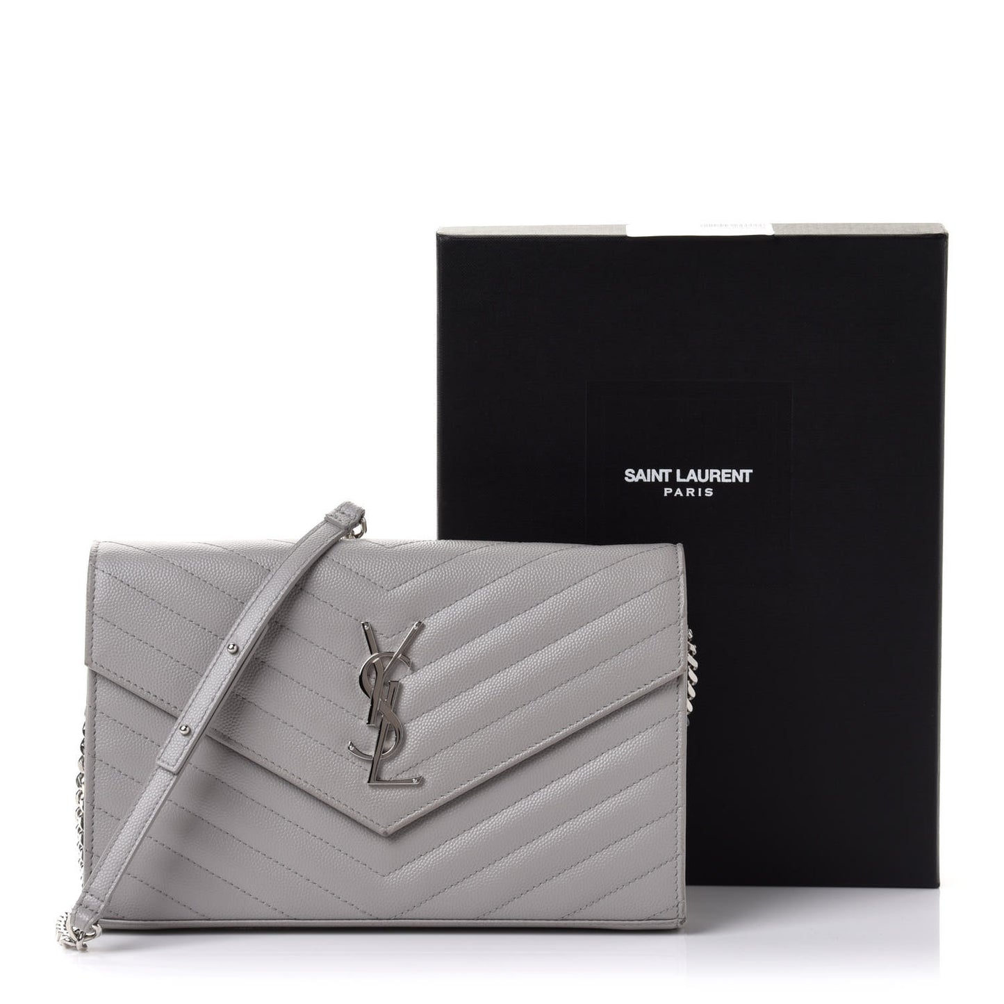 Grain De Poudre Matelasse Chevron Monogram Chain Wallet Souris