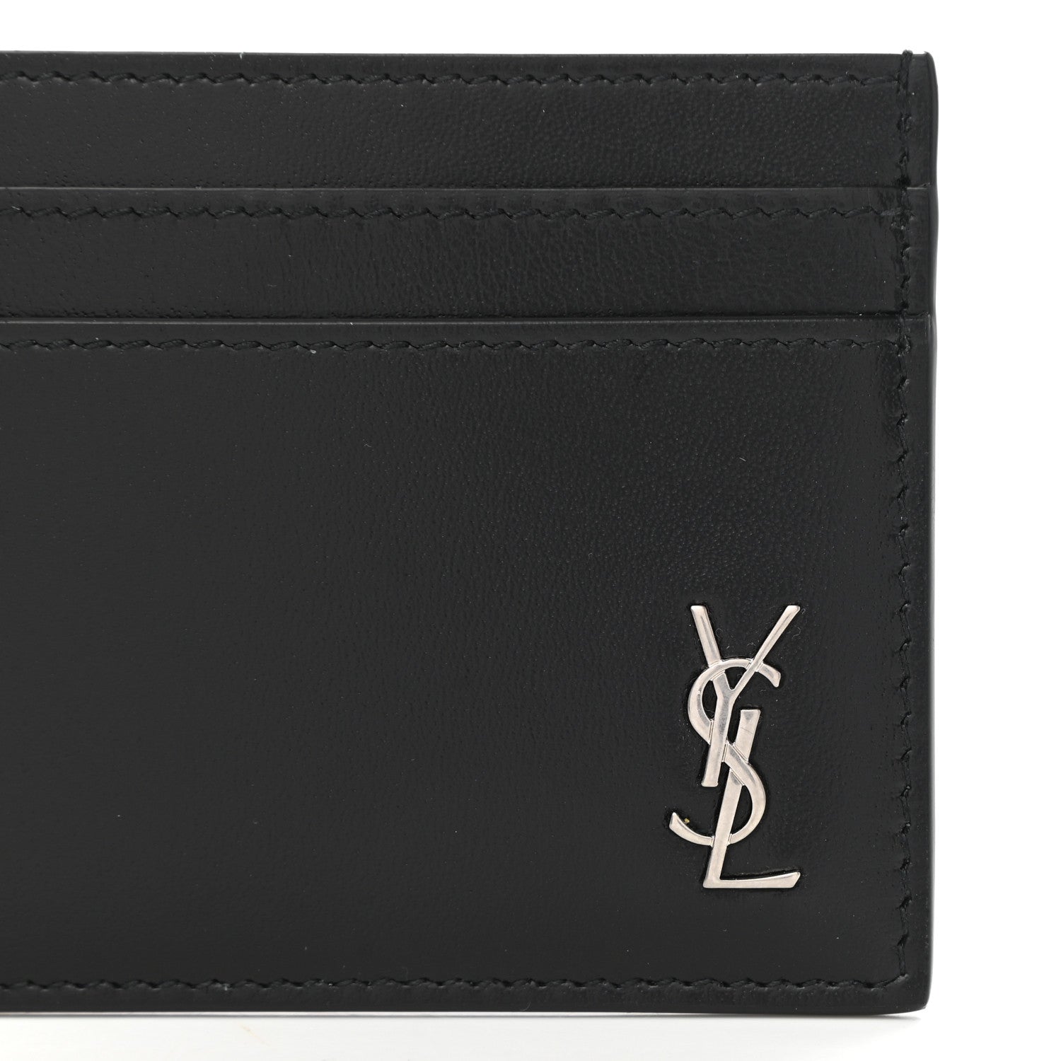 Saint Laurent Calfskin Tiny Cassandre Credit Card Case Black 8 of 9
