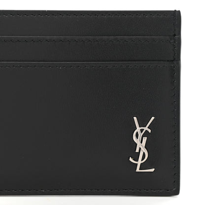 Saint Laurent Calfskin Tiny Cassandre Credit Card Case Black 8 of 9