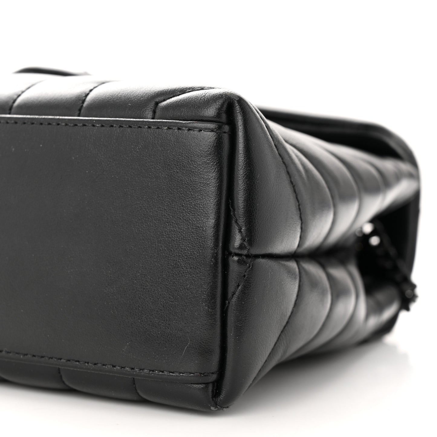 Calfskin Y Quilted Monogram Monochrome Small Loulou Chain Satchel Black