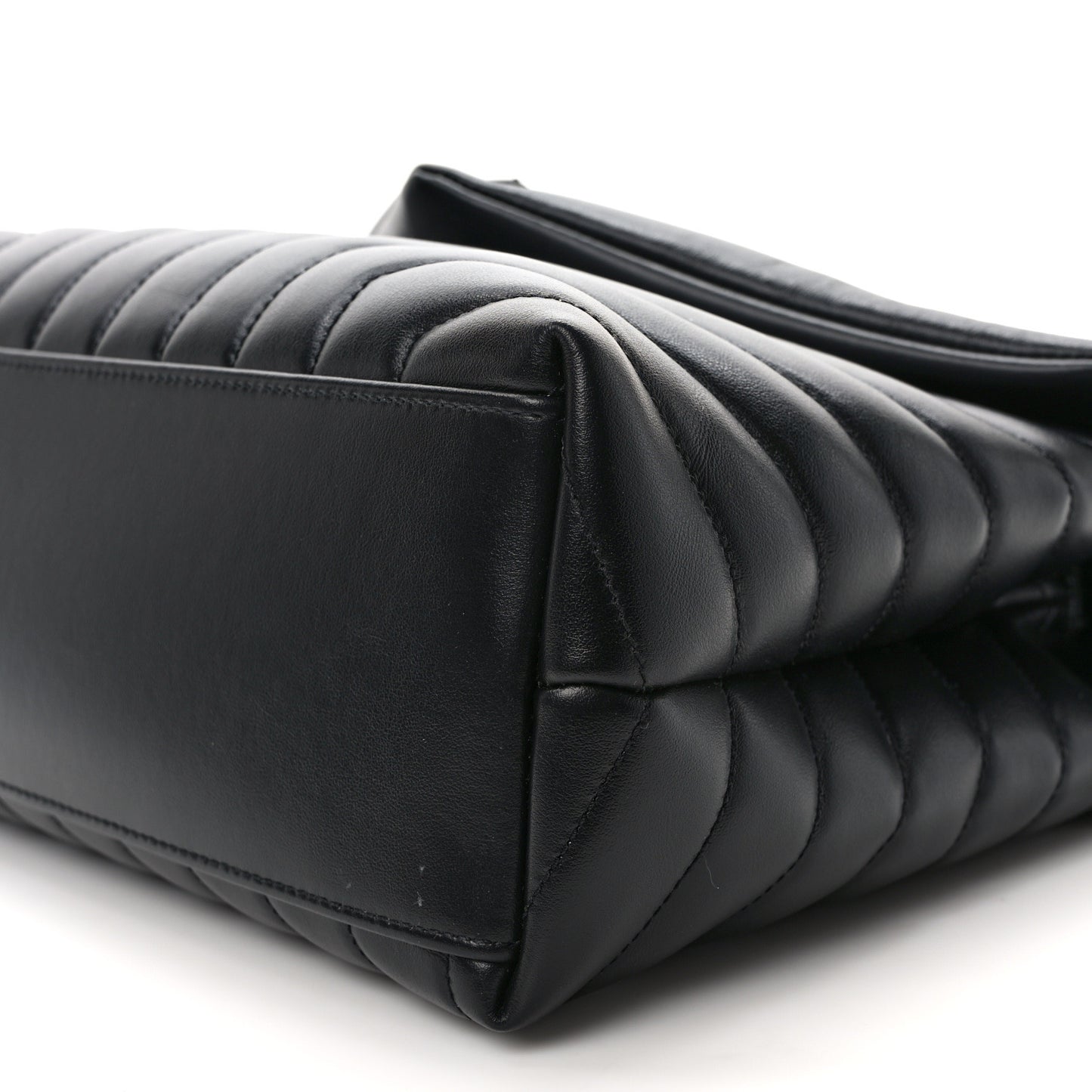 Calfskin Y Quilted Monogram Monochrome Medium Loulou Chain Satchel Black