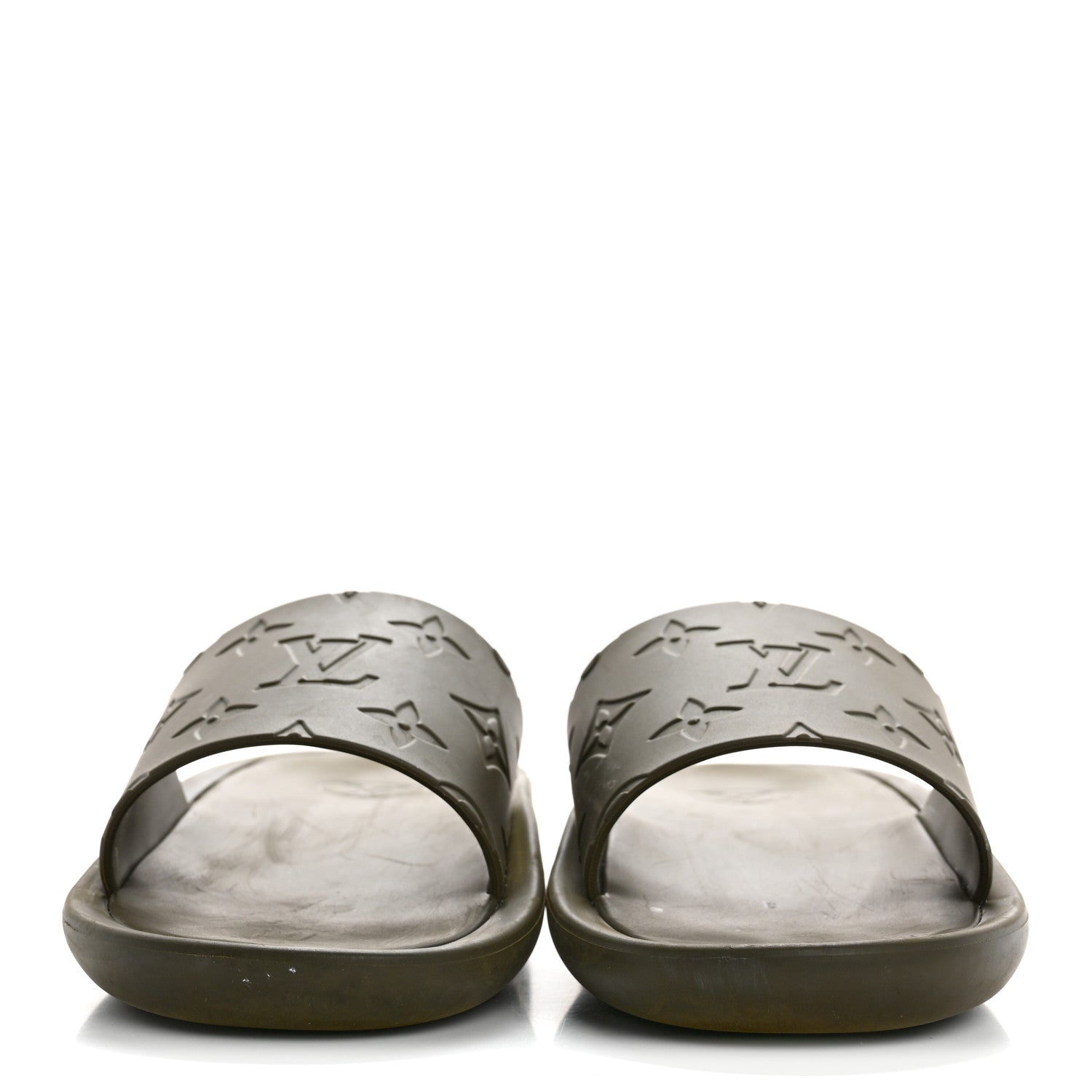 Louis Vuitton Rubber Monogram Embossed Sunbath Flat Mule 37 Kaki 3 of 9