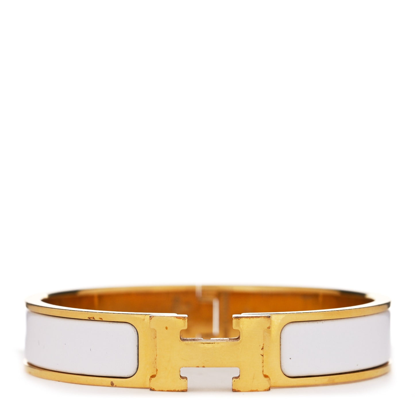 Enamel Narrow Clic Clac H Bracelet PM White