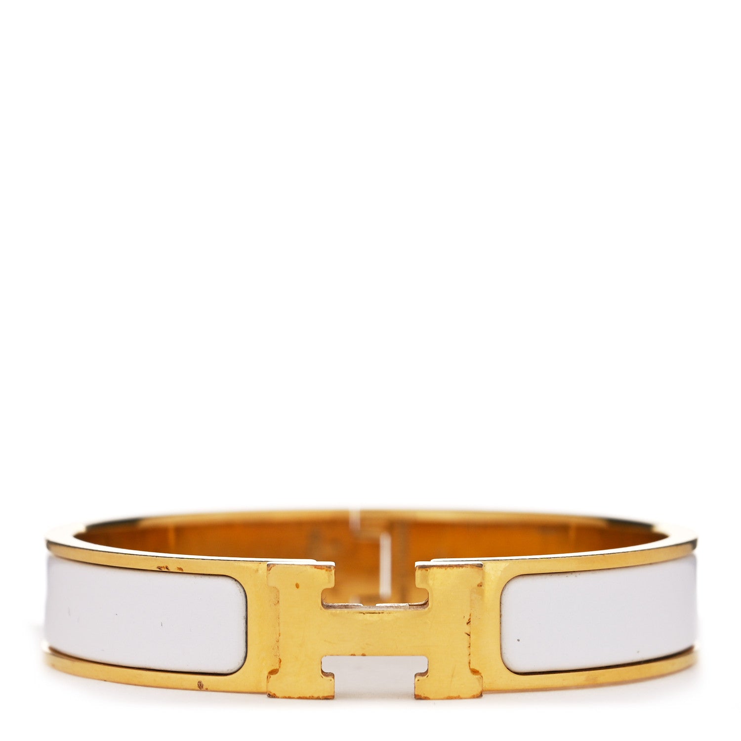 Hermes Enamel Narrow Clic Clac H Bracelet PM White 1 of 4