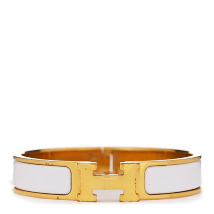 Hermes Enamel Narrow Clic Clac H Bracelet PM White 1 of 4
