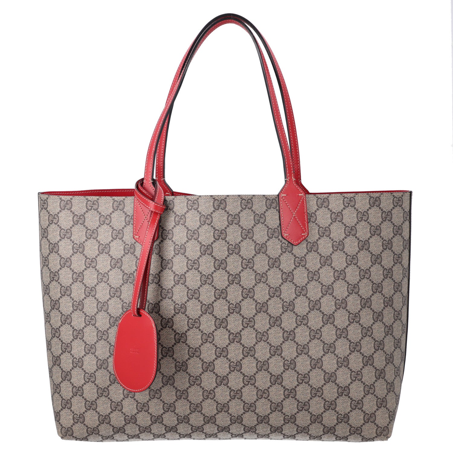 Gucci GG Supreme Monogram Medium Reversible Tote Beige Red 1 of 10