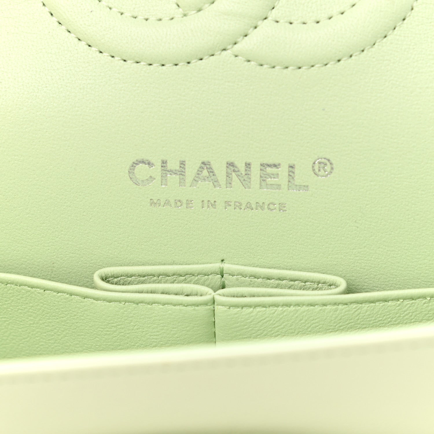 Chanel Calfskin Chevron Quilted Medium Double Flap Light Green 6 of 11