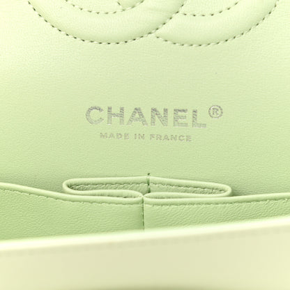 Chanel Calfskin Chevron Quilted Medium Double Flap Light Green 6 of 11