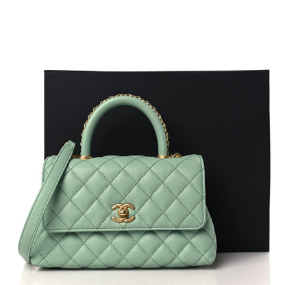 Chanel Caviar Quilted Mini Coco Chain Handle Flap Light Green 9 of 9