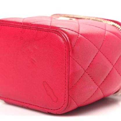 Chanel Lambskin Quilted Mini Top Handle Vanity Case With Chain Dark Pink 11 of 12