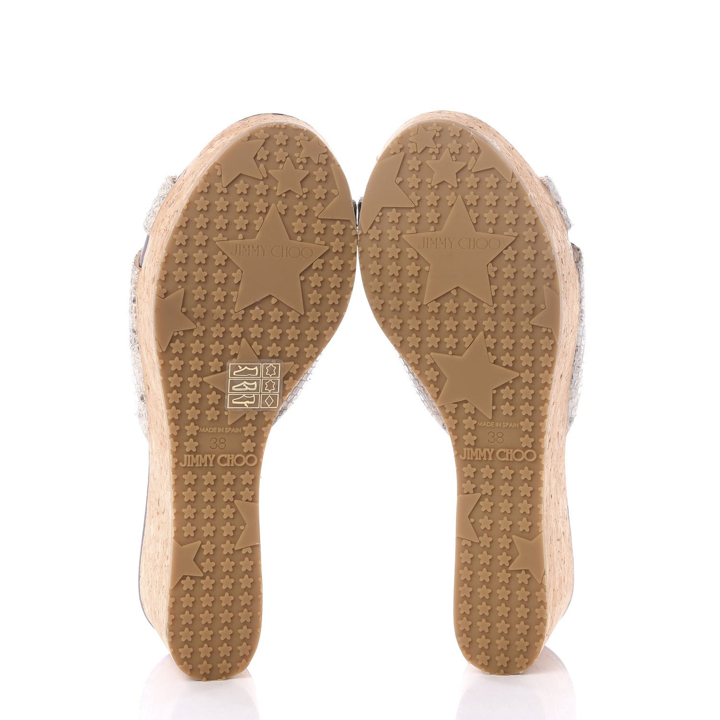 Snakeskin Prima Cork Wedge Sandals 38 Natural
