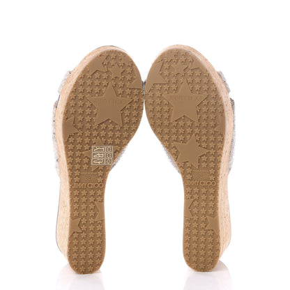 Jimmy Choo Snakeskin Prima Cork Wedge Sandals 38 Natural 6 of 9