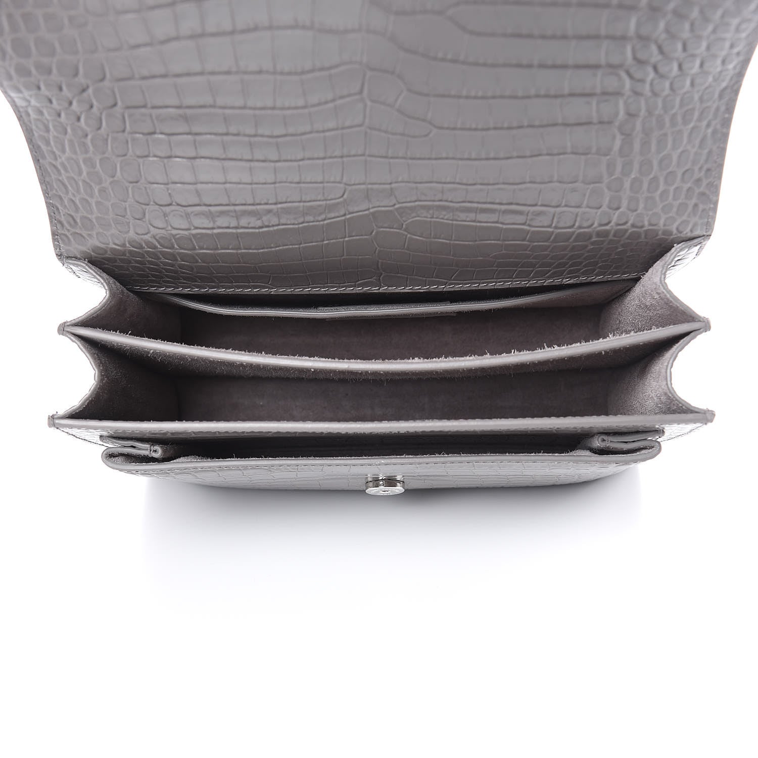 Saint Laurent Calfskin Crocodile Embossed Medium Monogram Sunset Fog 5 of 11
