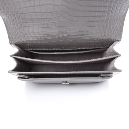 Saint Laurent Calfskin Crocodile Embossed Medium Monogram Sunset Fog 5 of 11