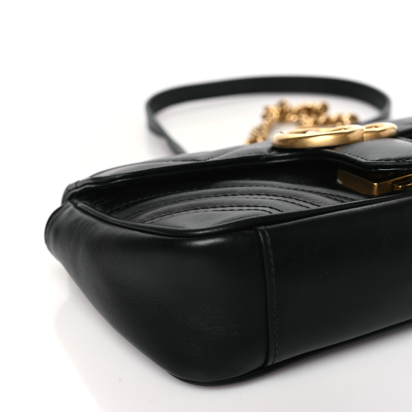 Calfskin Matelasse Mini GG Marmont Shoulder Bag Black