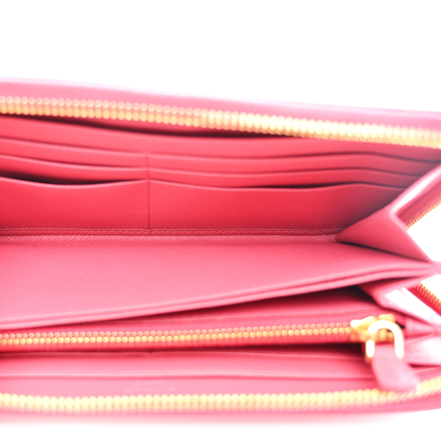 Prada Saffiano Triangle Zip Around Wallet Peonia 5 of 9