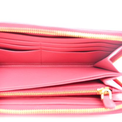 Prada Saffiano Triangle Zip Around Wallet Peonia 5 of 9