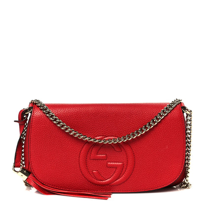 Gucci Pebbled Calfskin Medium Soho Flap Crossbody Tabasco Red 1 of 11