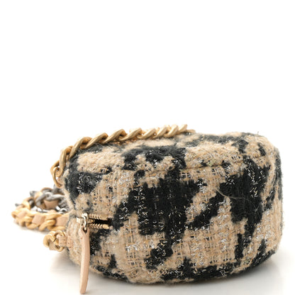 Chanel Wool Tweed Lambskin Quilted Chanel 19 Round Clutch With Chain and Coin Purse Beige Black 5 of 10