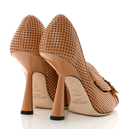 Jimmy Choo Calfskin Crystal Embellished Lyz 100 Pointed Pump 36 Nutmeg 5 of 8