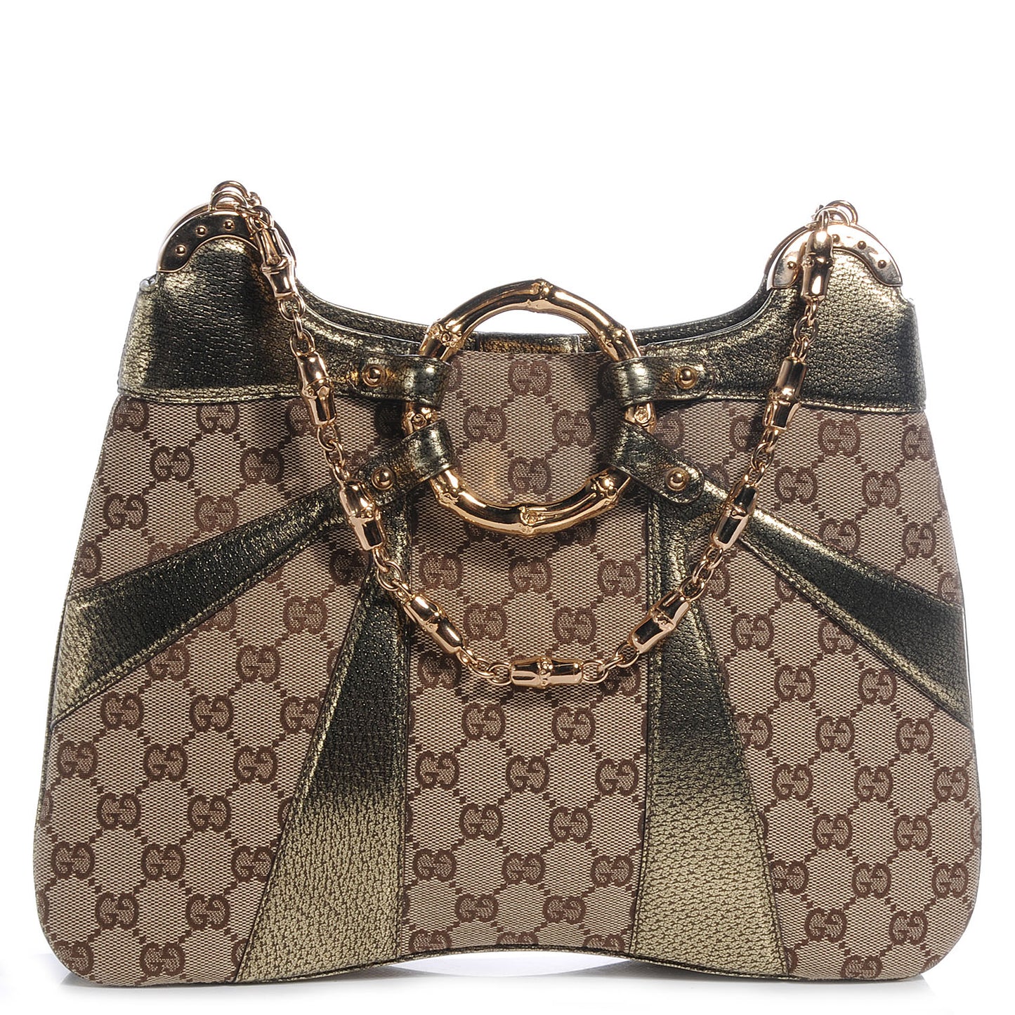 Monogram Bamboo Chain Shoulder Bag Metallic