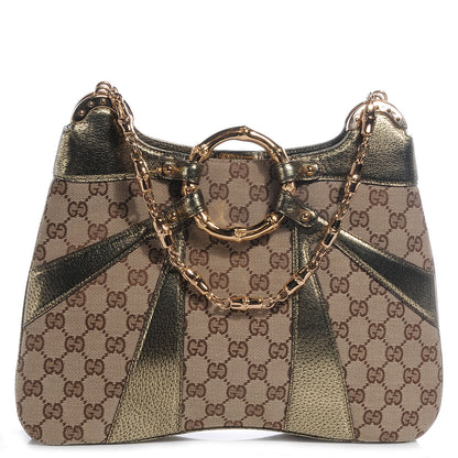 Gucci Monogram Bamboo Chain Shoulder Bag Metallic 1 of 7