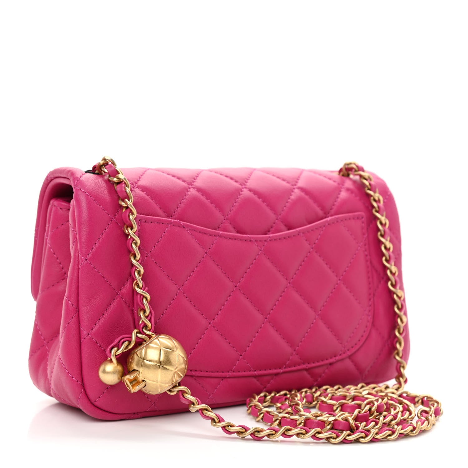Chanel Lambskin Quilted Mini Rectangular Pearl Crush Flap Fuchsia 3 of 11