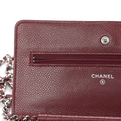 Chanel Caviar Quilted Wallet On Chain WOC Dark Red 9 of 15
