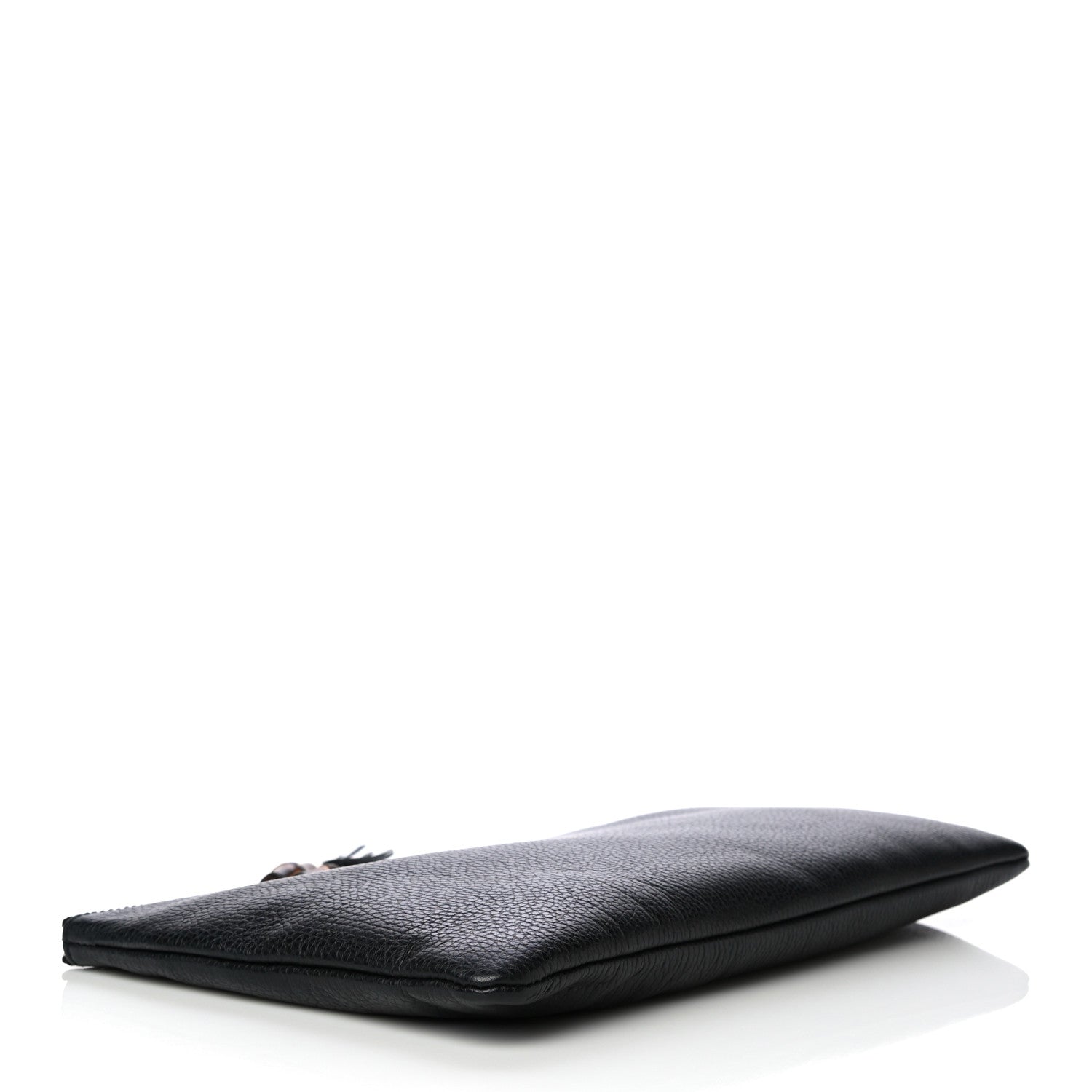 Gucci Pebbled Calfskin Large Bamboo Clutch Black 4 of 15