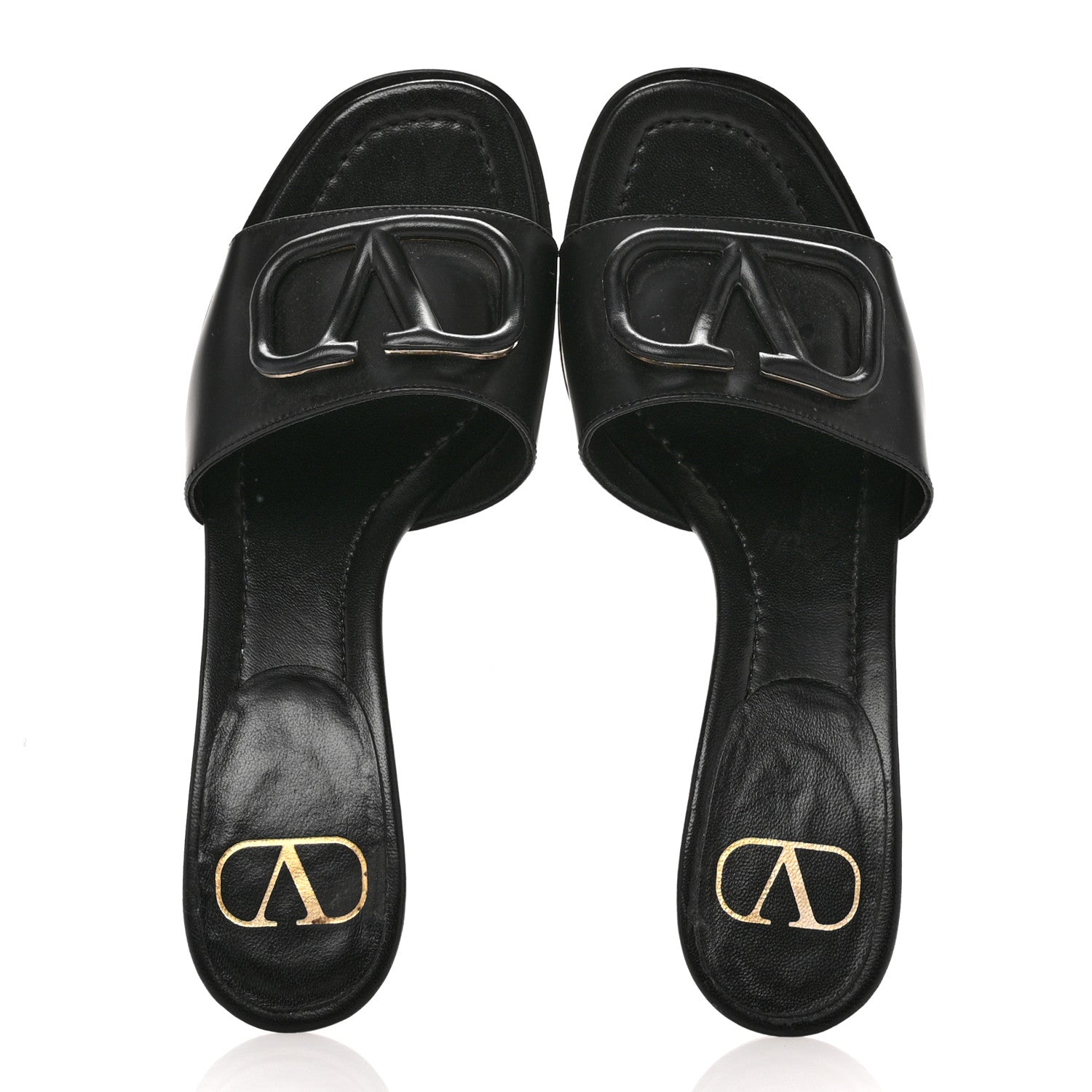Valentino Garavani Calfskin VLogo 65mm Slide Sandals 35.5 Black 2 of 11