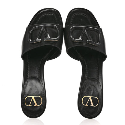Valentino Garavani Calfskin VLogo 65mm Slide Sandals 35.5 Black 2 of 11