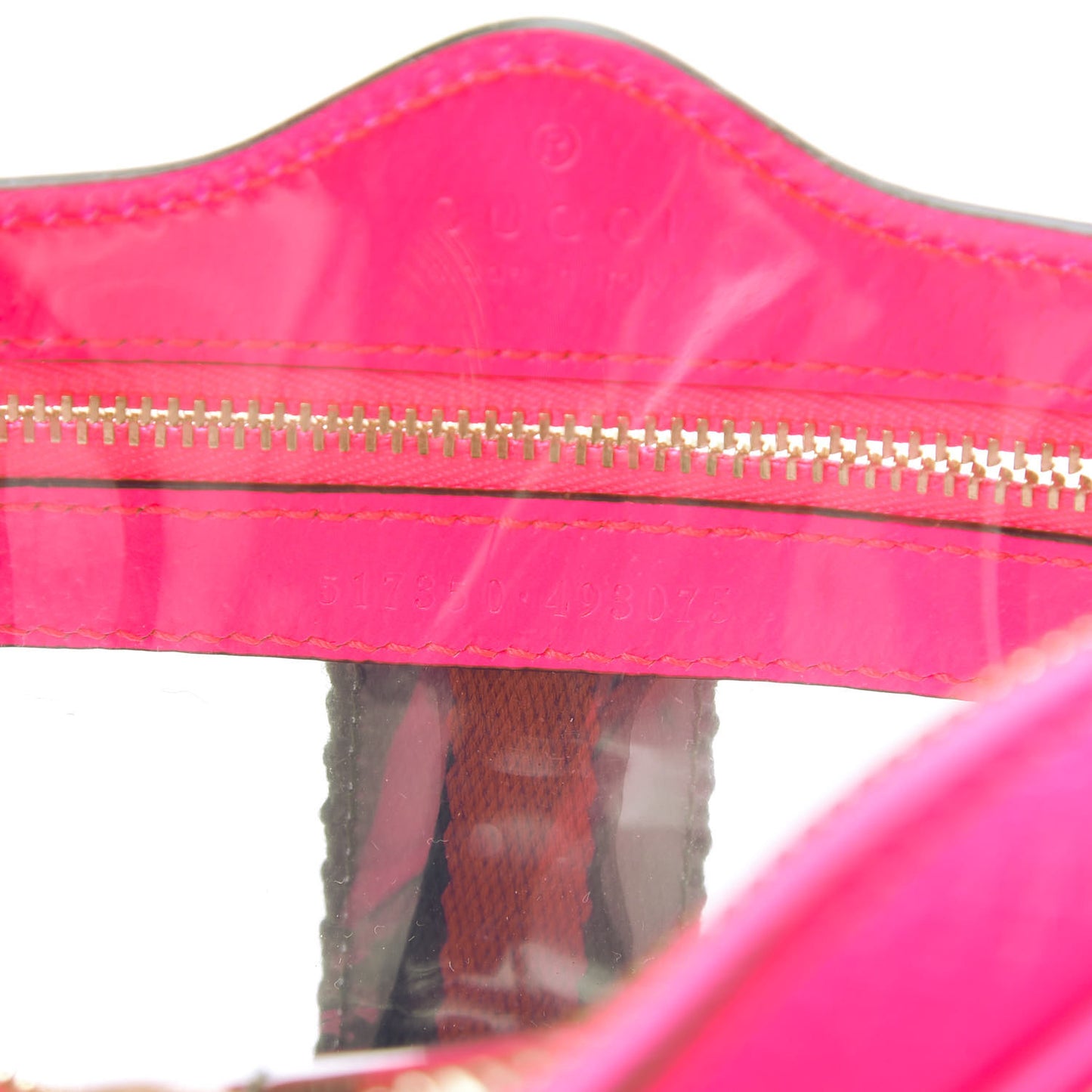 Vinyl Web Mini Ophidia Transparent Shoulder Bag Fluorescent Fuchsia