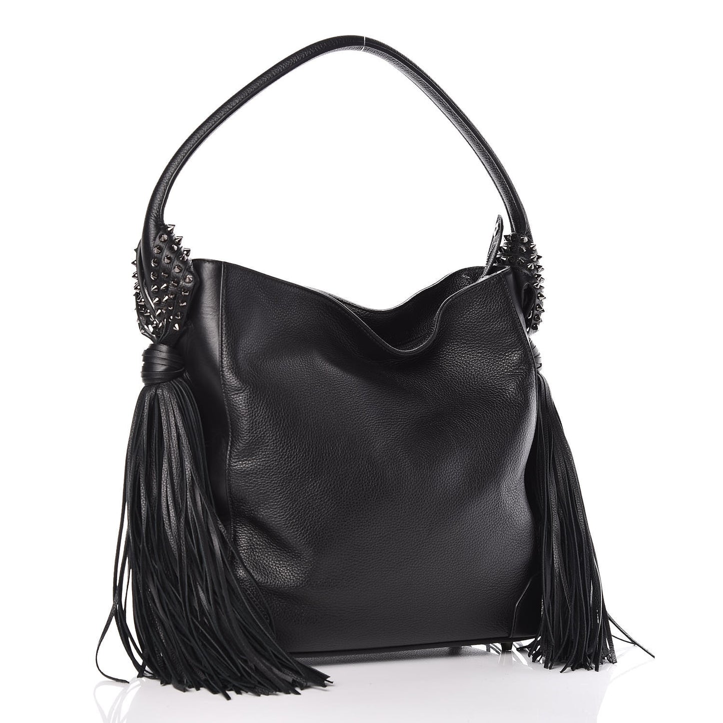 Empire Calf Spikes Fringe Eloise Hobo Black