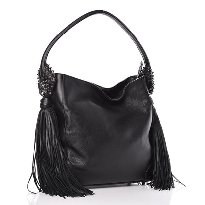 Christian Louboutin Empire Calf Spikes Fringe Eloise Hobo Black 3 of 9