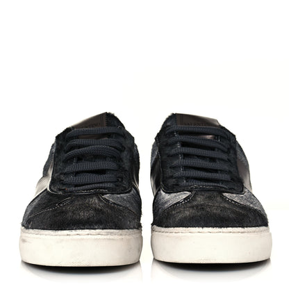 Valentino Garavani Pony Hair Metallic Calfskin Flycrew Sneakers 38 Gray 2 of 7