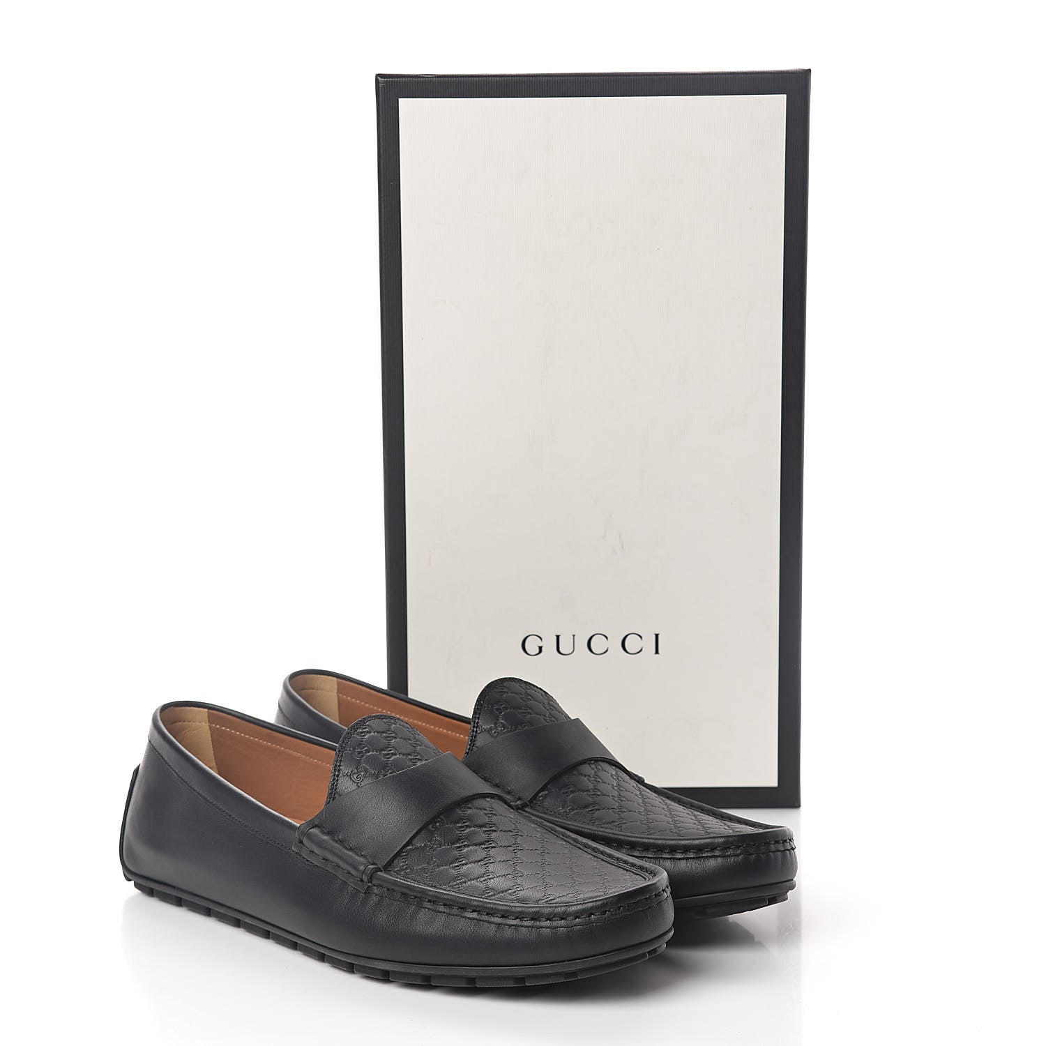 Gucci Guccissima Calfskin Mens Driver Loafers 10 Black 8 of 8